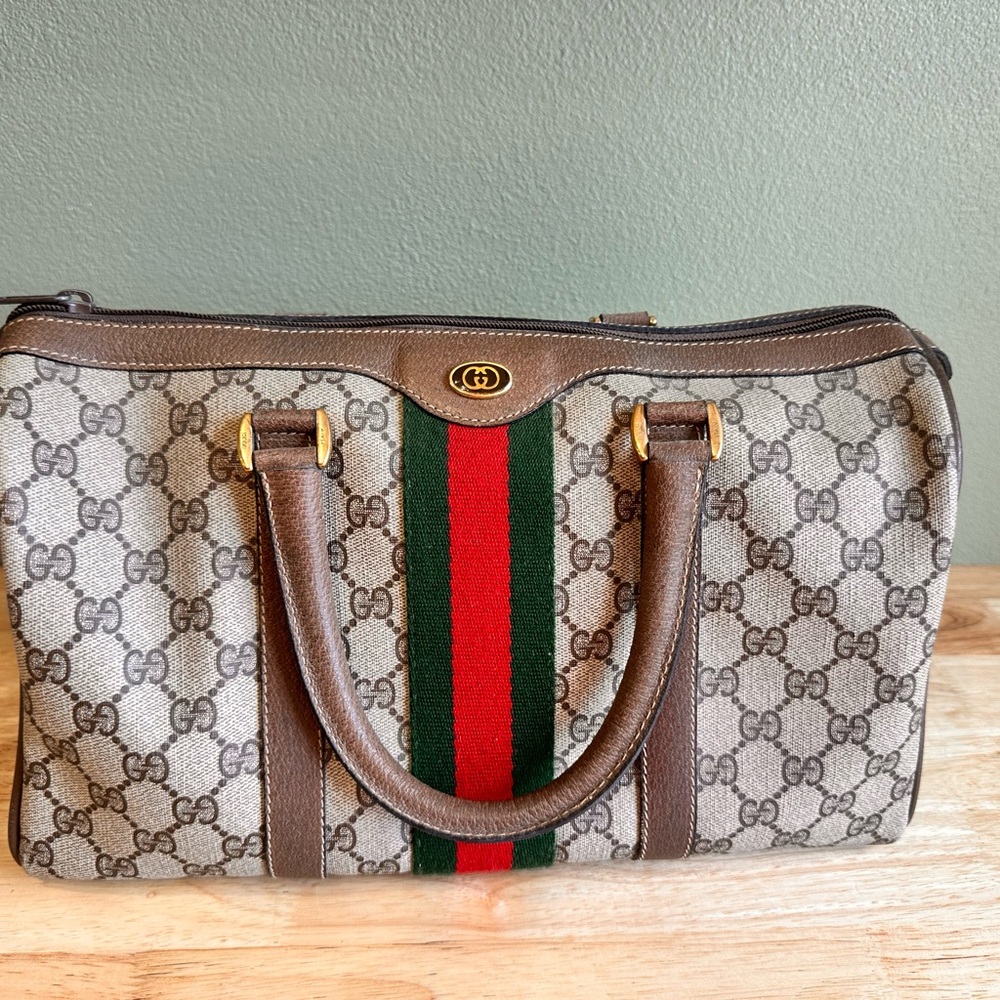Gucci Signature Canvas Tote with Leather Accents
